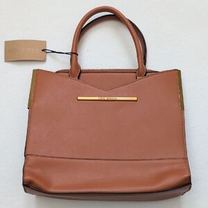 NWT Steve Madden Whiskey Satchel with Gold Accents